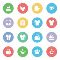 Set of Ecommerce and Clothes Sales Flat Icons vector