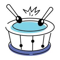 Drum music icon in doodle style vector