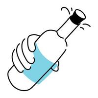Champagne bottle hand drawn icon vector