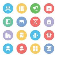 Buildings and Furniture icons vector