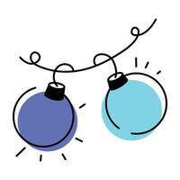 Check latest bauble lights doodle icon vector