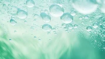 Defocused Mint Liquid Waves - Serene Summer Nature Banner in Clear Water - AI Generated photo