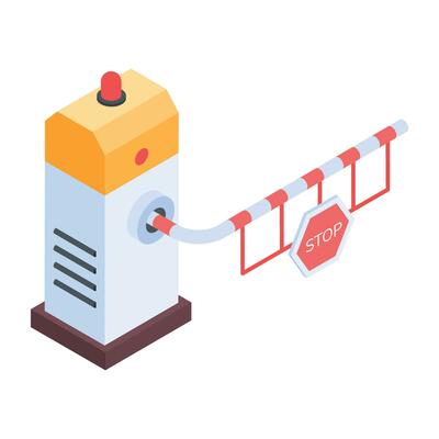 An isometric illustration of an automatic barrier