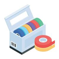 Bopp tapes isometric icon, customizable design vector