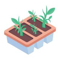 Aeroponic bed icon in isometric style vector