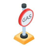 Isometric illustration of a gas sign vector
