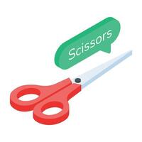 Isometric icon of crafting scissors vector