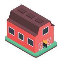 An isometric icon showing barn building vector