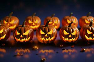 Simplistic Halloween background adorned with a stylish pumpkin illustration AI Generated photo