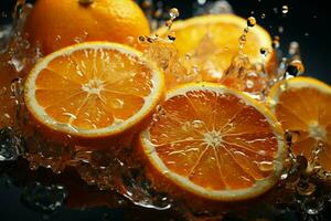 Tangy citrus burst frozen in time, perfect for vibrant, invigorating ad visuals AI Generated photo