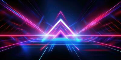 Dynamic Neon Art, Abstract Geometric Elements - Vibrant Neon Glow with Techno Power Lines - AI Generative photo