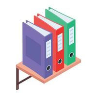 An editable isometric icon of file binders vector