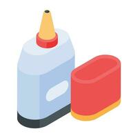 An isometric icon of glue bottle vector