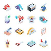 Pack of School Supplies Isometric Icons vector