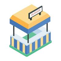 Food kiosk handy isometric icon vector