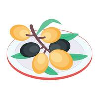 An isometric icon of olive branch vector