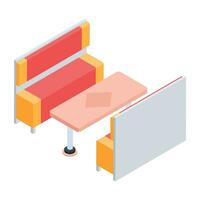 Get this isometric icon of restaurant table vector