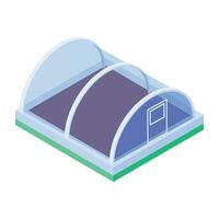 Get isometric icon of glasshouse vector