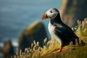 Captivating image of a puffin Fratercula arctica in its natural habitat AI Generated photo