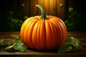 Sleek pumpkin illustration graces a simplistic, yet captivating Halloween background AI Generated photo