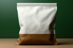 Versatile packaging mockup, Isolated brown bag template, dual view, white background AI Generated photo