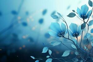 Tranquil blue flowers harmonize with a calming, azure background AI Generated photo