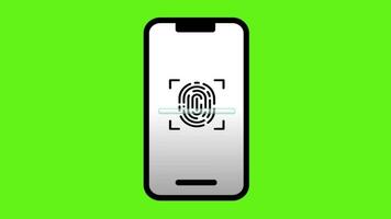 Fingerprint Scan Icon Animation On green screen Background video