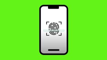 Fingerprint Scan Icon Animation On green screen Background video