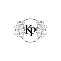 Floral letter K,P logo Icon, Luxury alphabet font initial design isolated vector