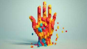 design voxel human hand ai generated photo