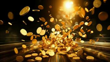 3d gold coin explosion ai generated photo