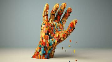 render voxel human hand ai generated photo