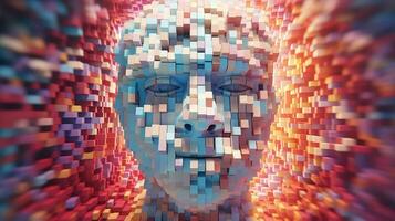 artificial voxel human head ai generated photo