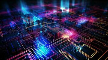 digital technology circuit lines ai generated photo