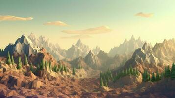design voxel mountain landscape ai generated photo