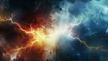 energy lightning collision powerful ai generated photo
