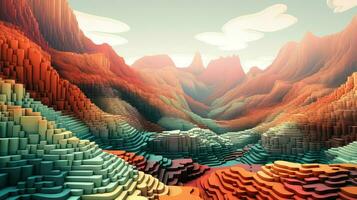 abstract voxel surface landscape ai generated photo