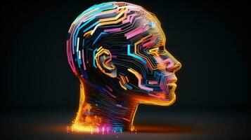 artificial voxel humano cabeza ai generado foto