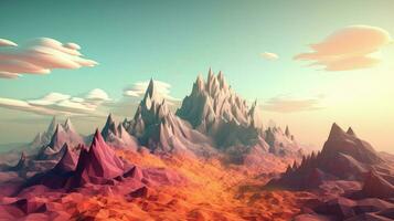 perspective voxel mountain landscape ai generated photo