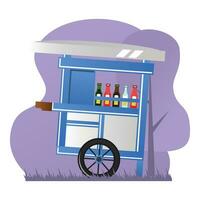 Chicken noodle cart Indonesian traditional with background flat art  design illustration free editable vector