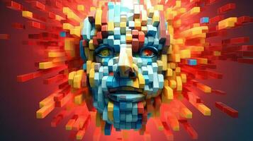 face voxel human head ai generated photo
