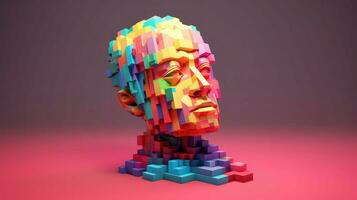 cara voxel humano cabeza ai generado foto