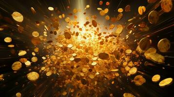 cash gold coin explosion ai generated photo