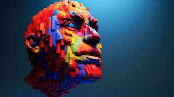 abstract voxel human head ai generated photo