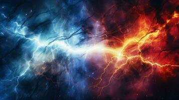 explosion lightning collision powerful ai generated photo