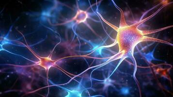 humano cerebro sinapsis escanear ai generado foto