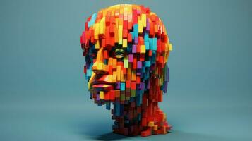 digital voxel human head ai generated photo