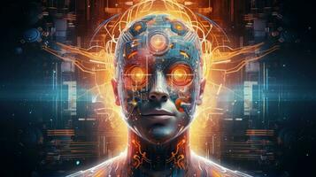 science brain robot digital ai generated photo