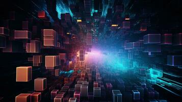 wave voxel data flow ai generated photo