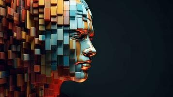 artificial voxel human head ai generated photo